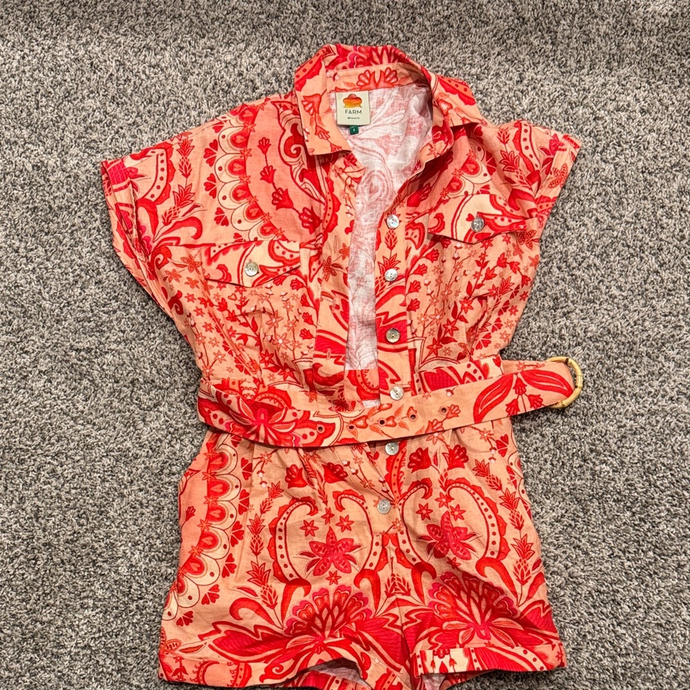 FARM Rio Vibrant Red and Orange Shirt